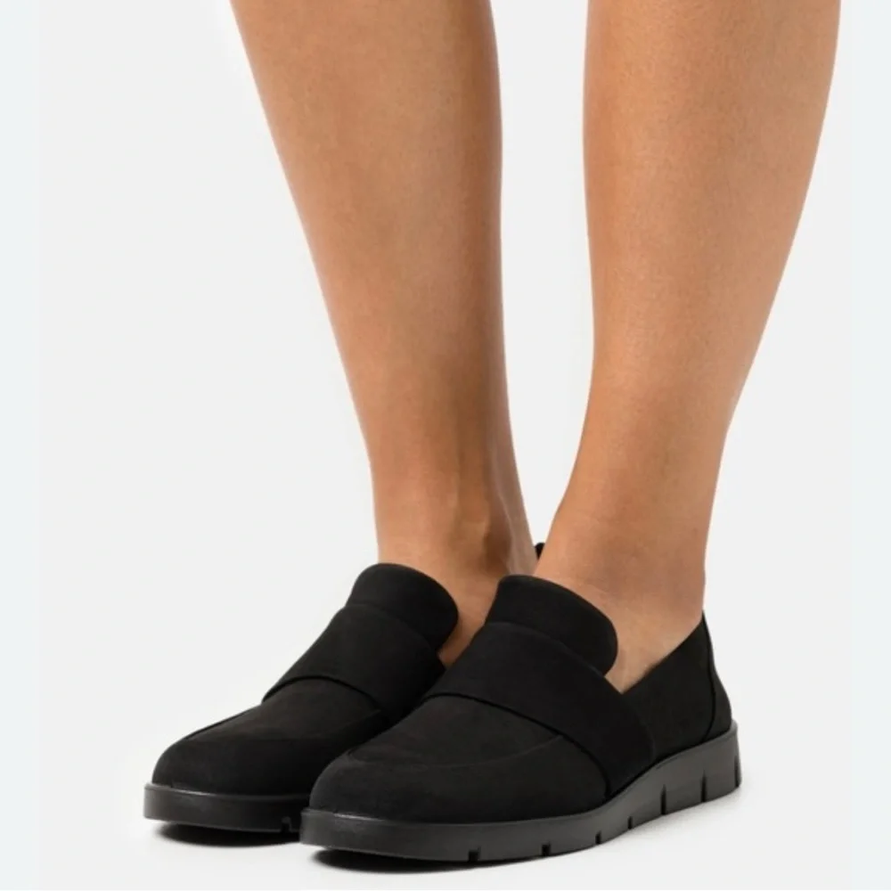 Ecco Bella Nubuck Women's Black Leather Loafers,Slip on,Size 7.5